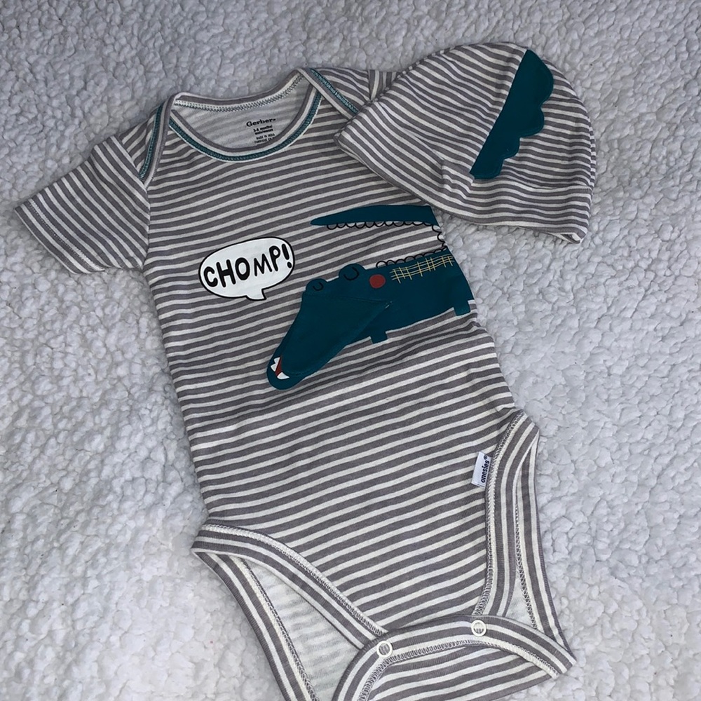 Gerber baby onesie with beanie